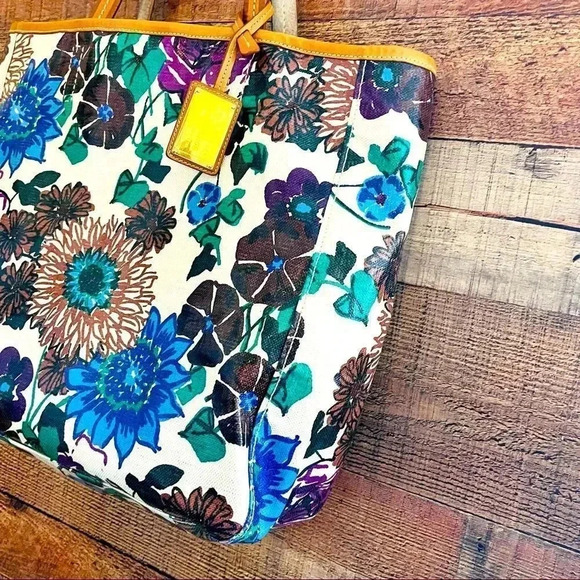 RARE Original CAR SHOE By Prada Floral Canvas Large Tote Shoulder Shopper Bag - Picture 3 of 11